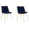 Armen Living Messina Modern Blue Velvet and Gold Metal Leg Dining Room Chairs, PK2 LCMSSIGLBLU - alternate 1